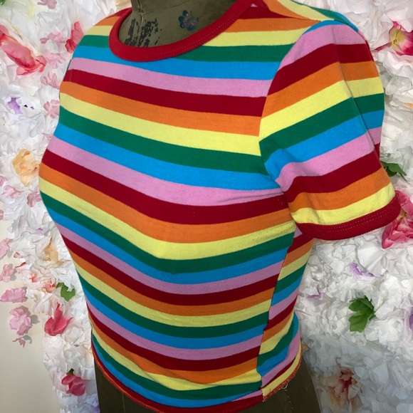 Pink Rainbow Crop Top Forever 21 Buy Forever 21 Yellow Pink Ombre